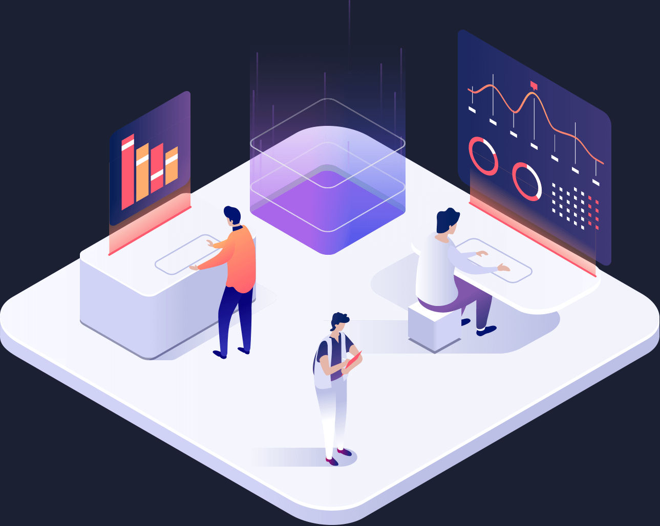 contact illustration of team working